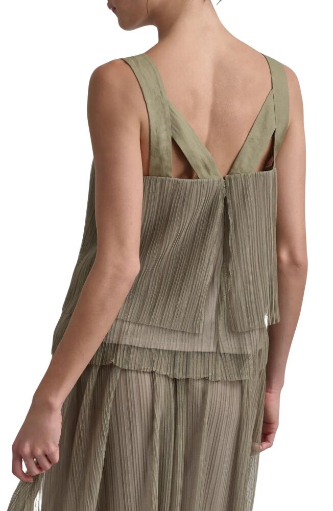 DKNY Plissé Mesh Tank Top in Light Fatigue Cover