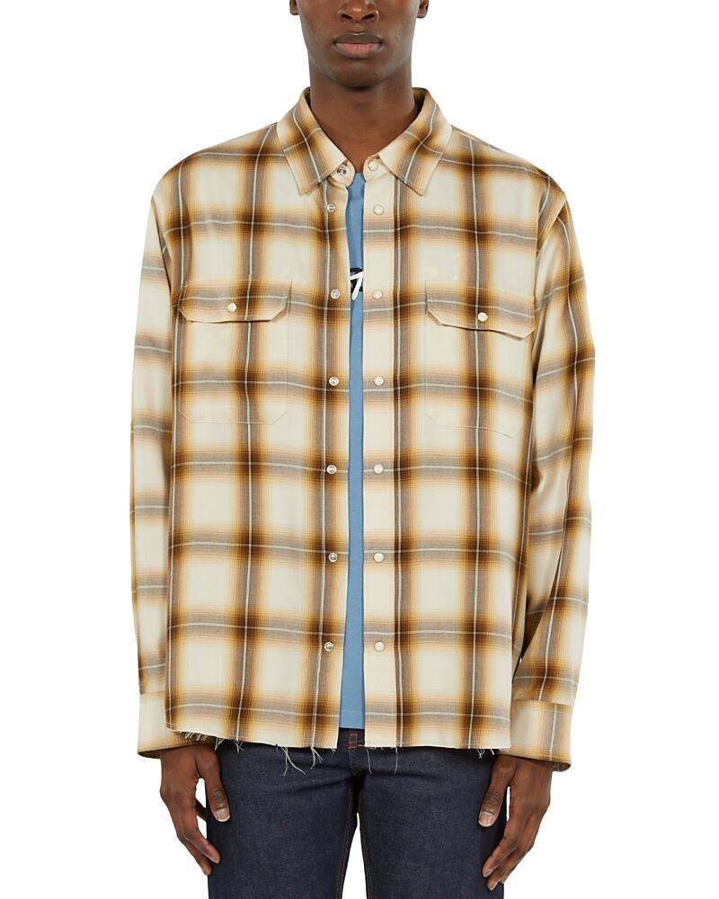 The Kooples Plaid Regular Fit Unfinished Hem Shirt Cover