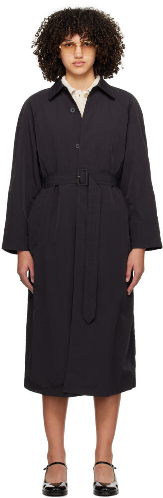 A.P.C. Black Crinkled Trench Coat Cover