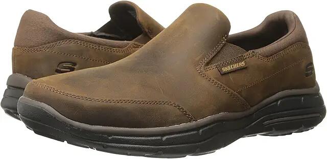 SKECHERS Relaxed Fit Glides Calculous (Dark Brown) Men's Slip on Shoes Cover