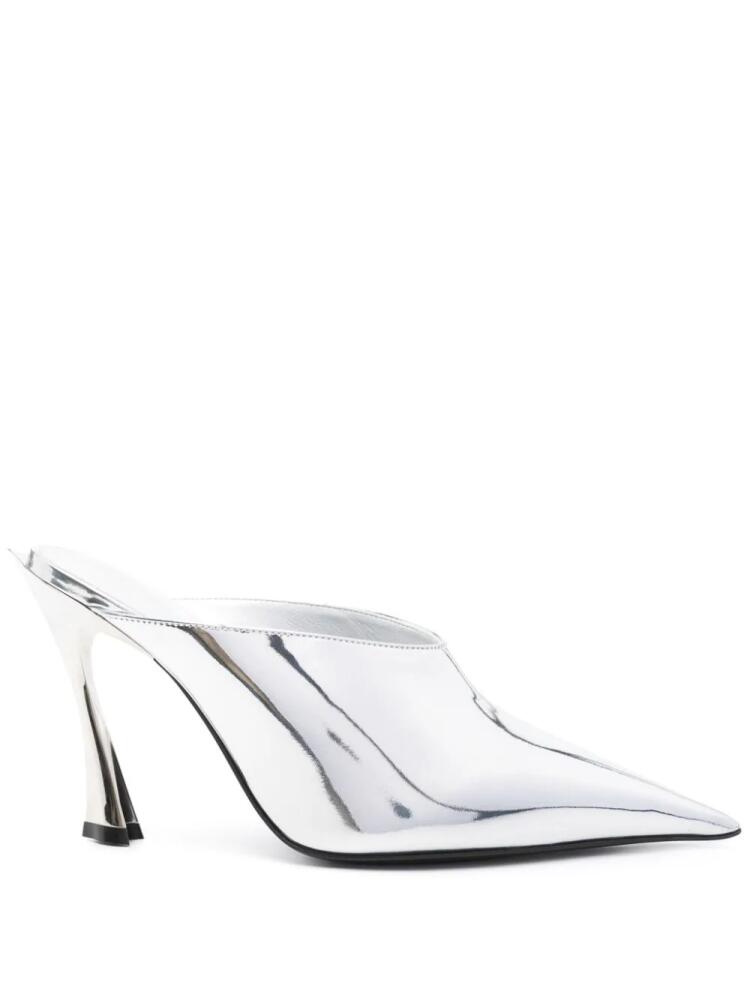 Mugler 95mm leather fang mules - Silver Cover