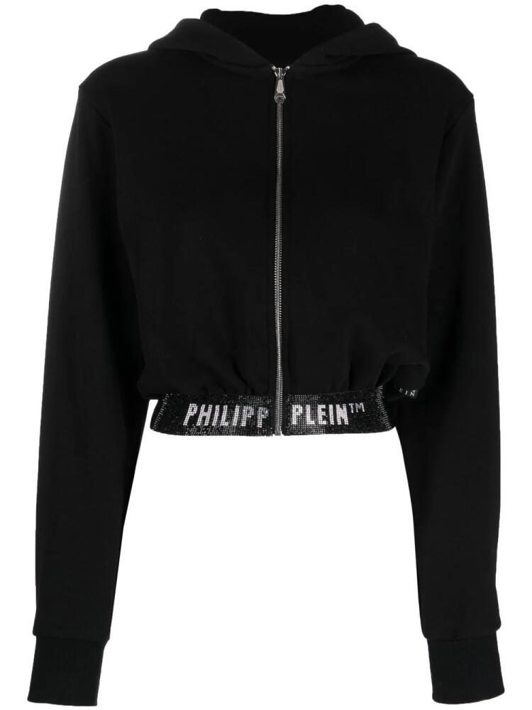 Philipp Plein logo-underband cropped hoodie - Black Cover