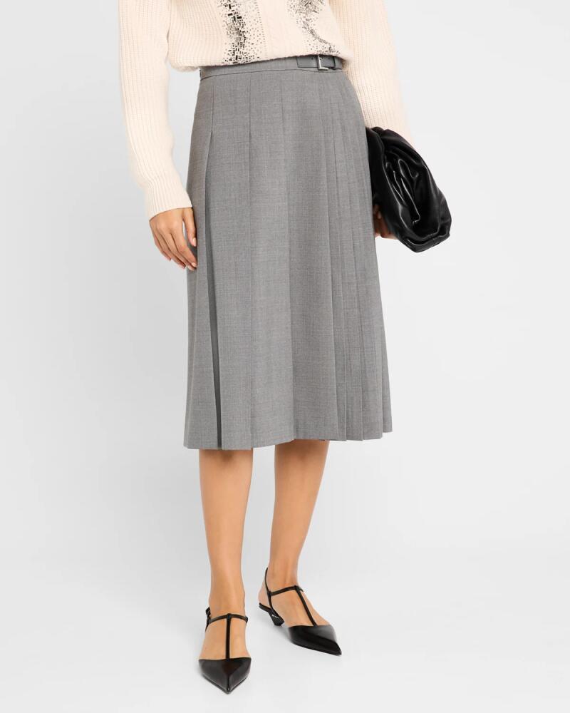 Max Mara Studio Estella Pleated Buckle-Embellished Midi Skirt Cover