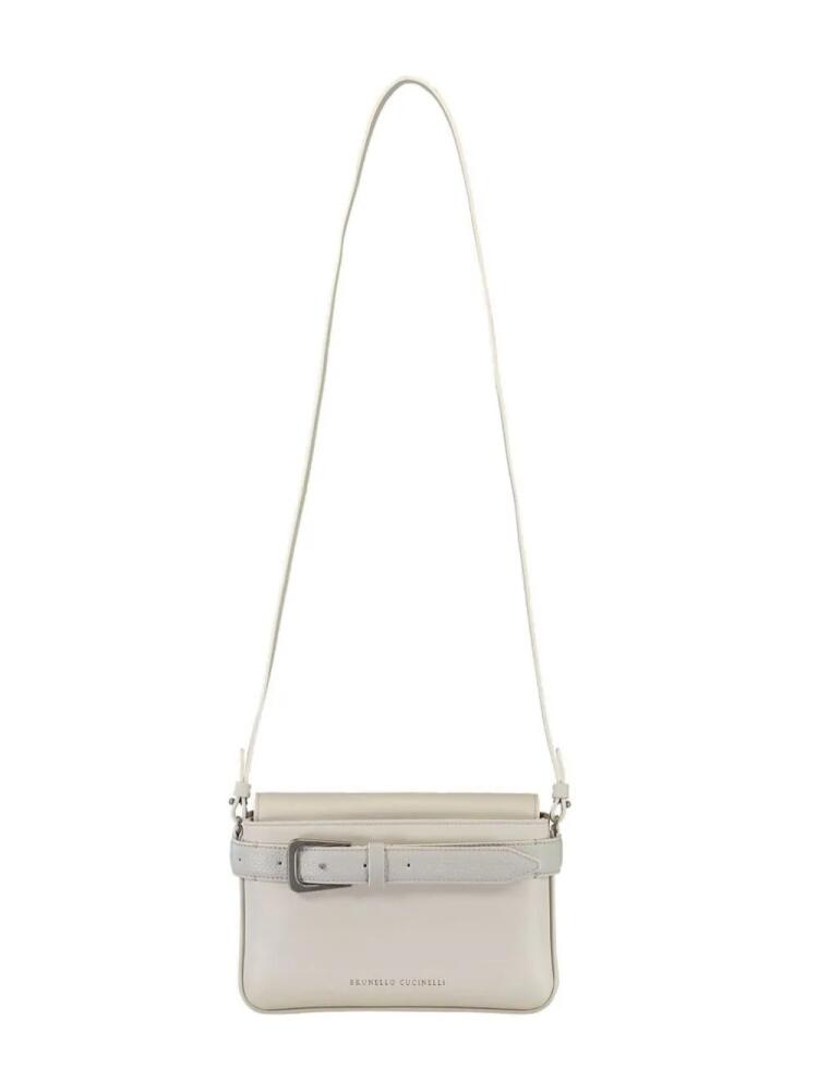 Brunello Cucinelli buckled leather crossbody bag - Grey Cover