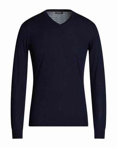 Rossopuro Man Sweater Navy blue Silk, Cashmere Cover