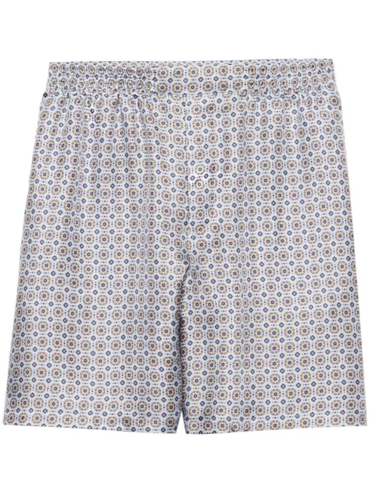 Prada geometric-print silk bermuda shorts - Blue Cover