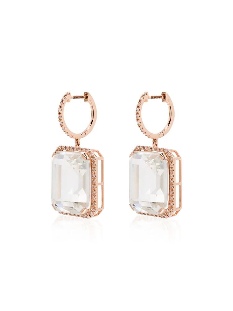 SHAY 18kt rose gold Portrait white topaz earrings - Pink Cover