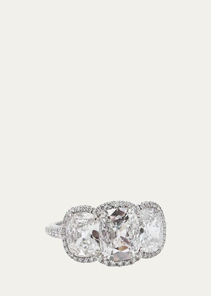 Bayco 18K White Gold 3-Stone Antique Cushion-Cut Diamond Ring Cover