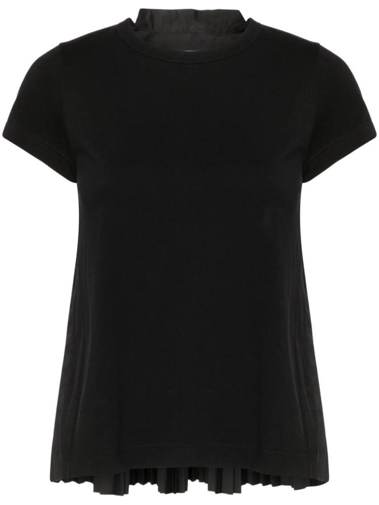 sacai knife-pleats crew-neck T-shirt - Black Cover