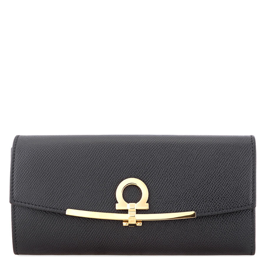 Ferragamo Gancini Continental Wallet- Black Cover