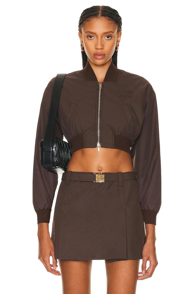 Miu Miu Cropped Bomber Jacket in Brown Cover