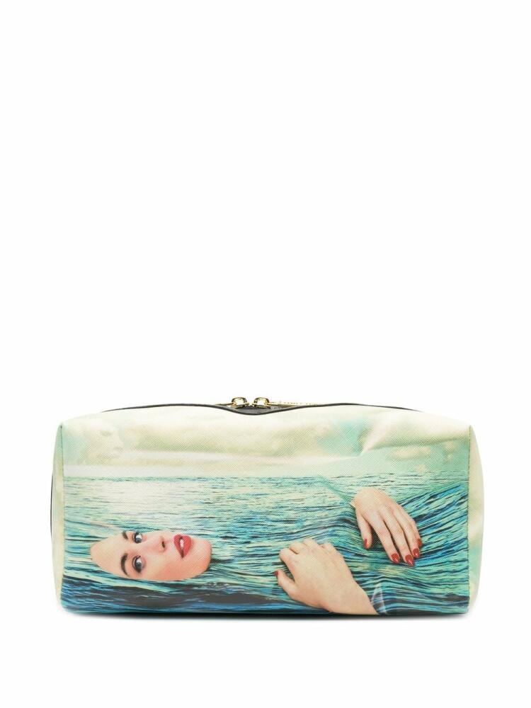 Seletti Sea Girl print wash bag - Blue Cover