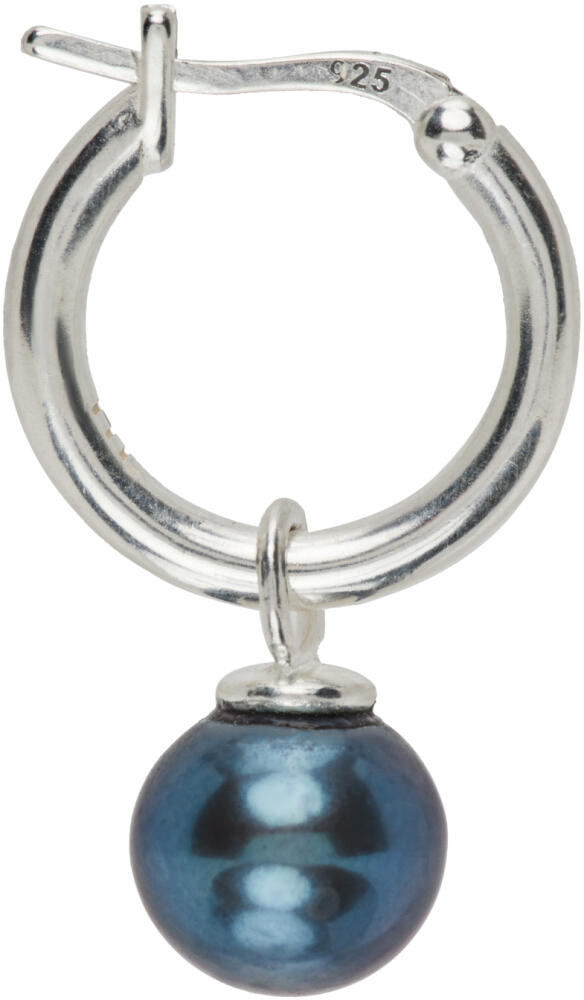 Hatton Labs SSENSE Exclusive Silver & Blue Pearl Hoop Single Earring Cover