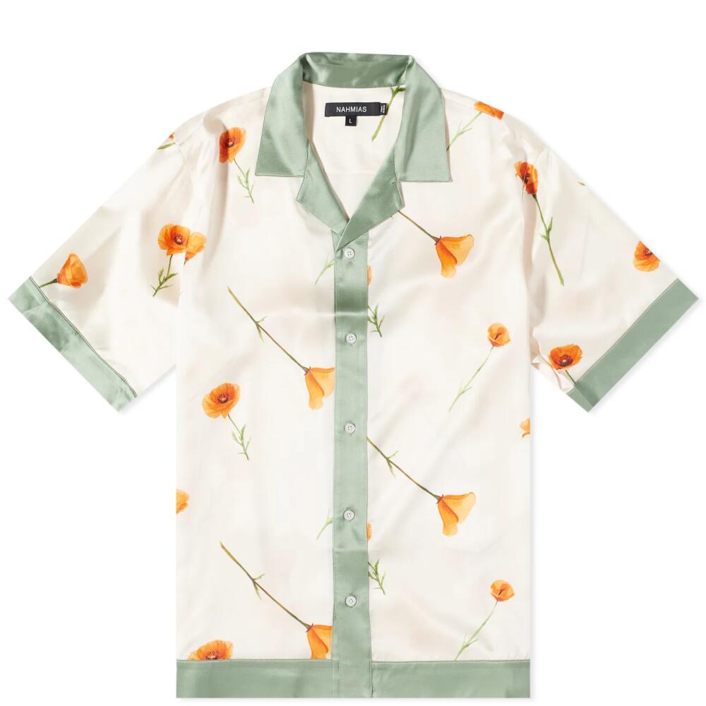 Nahmias Men's Poppy Short Sleeve Silk Shirt in Ivory Cover