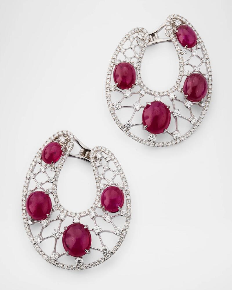 Piranesi 18K White Gold Ruby and Diamond Clip-On Earrings Cover