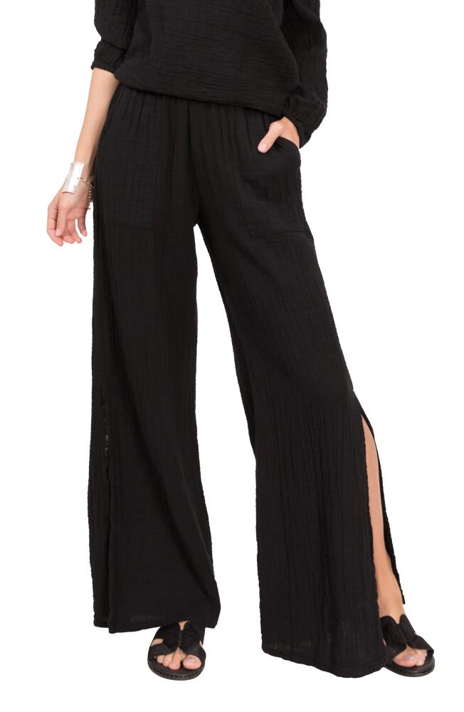 Everyday Ritual Riley Gauze Split Hem Pants in Black Cover