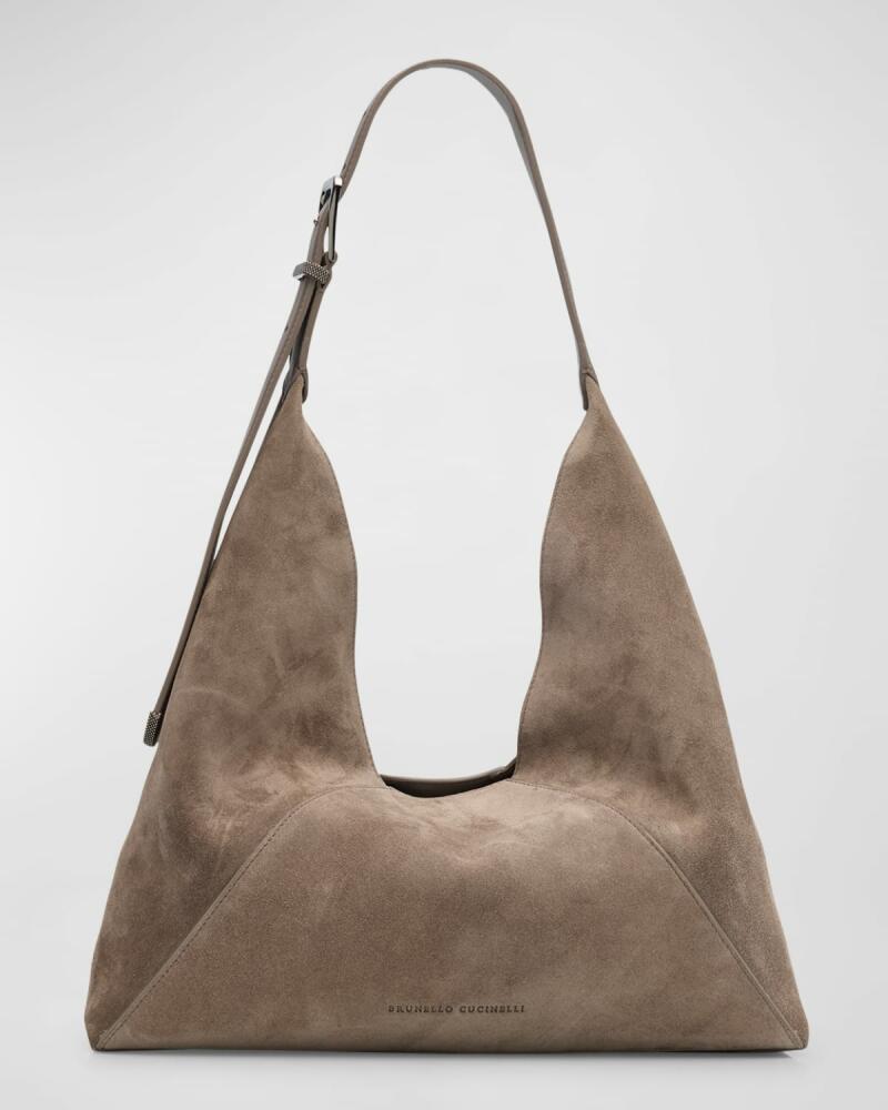 Brunello Cucinelli Buckle Suede Hobo Bag Cover