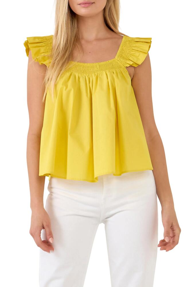 English Factory Ruffle Detail Cotton Tank in Yellow Cover