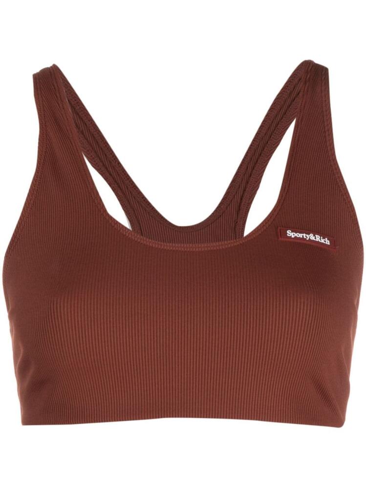 Sporty & Rich logo-print sports bra - Brown Cover