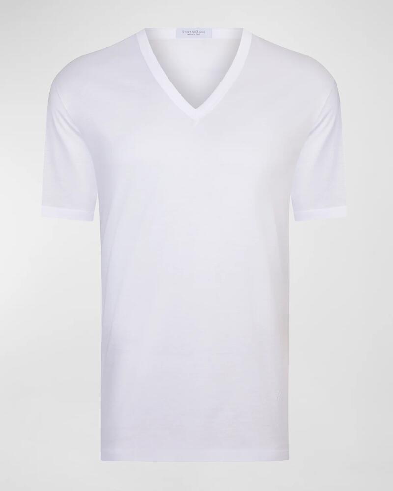 Stefano Ricci Men's Solid Cotton V-Neck T-Shirt Cover