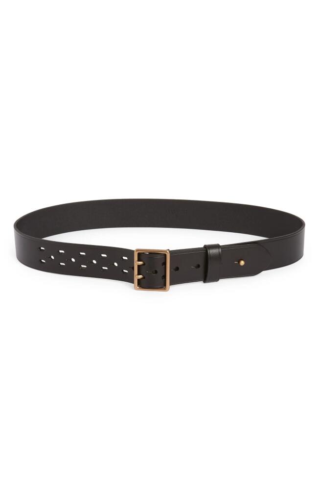 AllSaints Collar Stud Leather Belt in Black /Warm Brass Cover