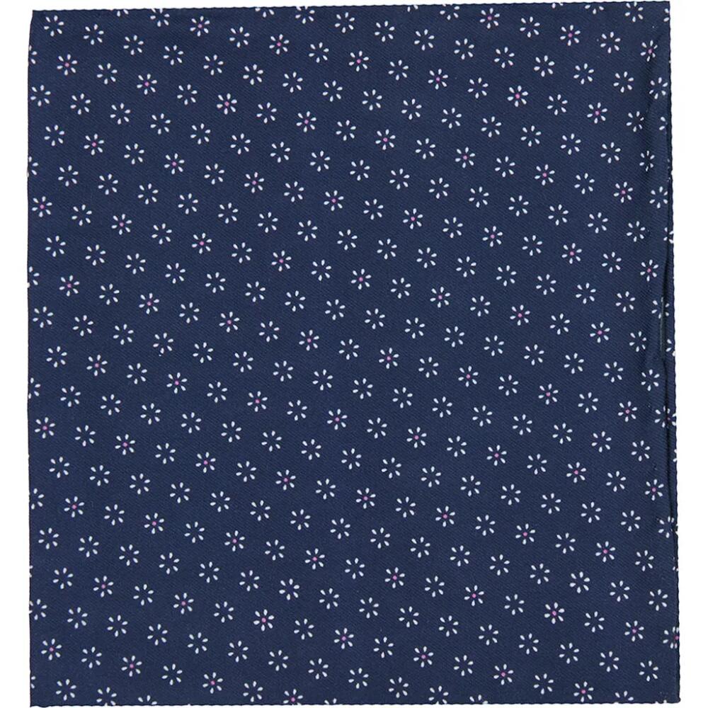 Brooklyn Brigade Geo Floral Print Cotton Pocket Square in Navy Cover