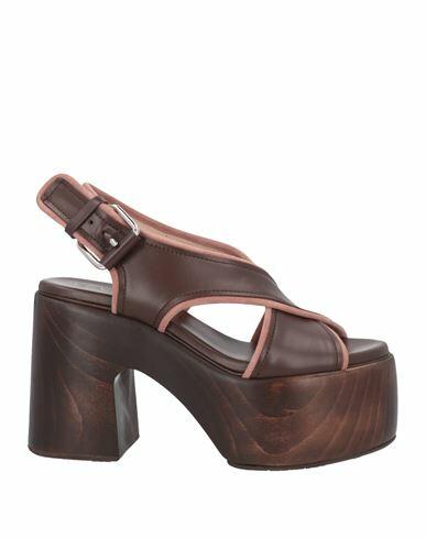 Casadei Woman Mules & Clogs Cocoa Leather, Wood Cover