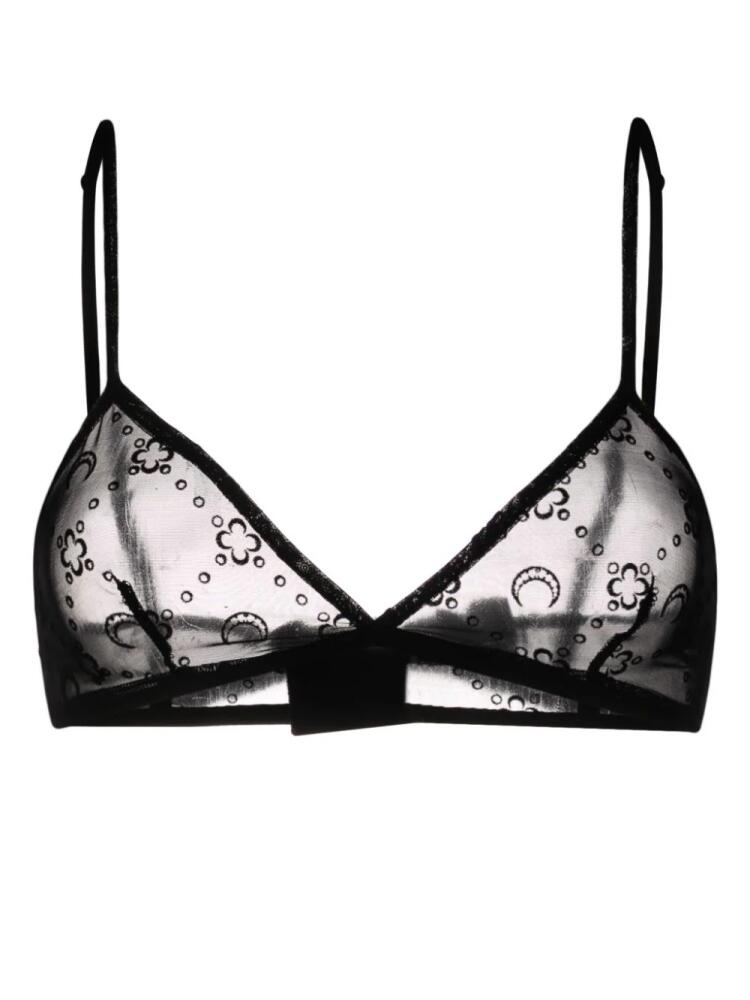 Marine Serre Moonogram glittered mesh bra - Black Cover