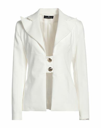 Monique Garçonne Woman Blazer White Cotton, Polyester, Elastane Cover