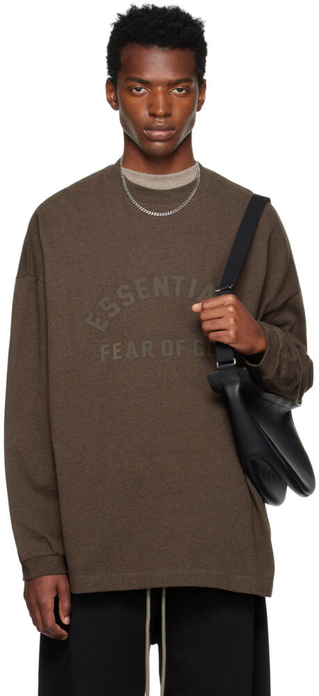 Fear of God ESSENTIALS Brown Crewneck Long Sleeve T-Shirt Cover