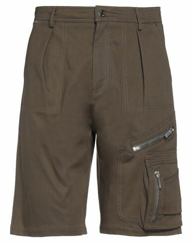 Les Hommes Man Shorts & Bermuda Shorts Military green Cotton, Elastane Cover