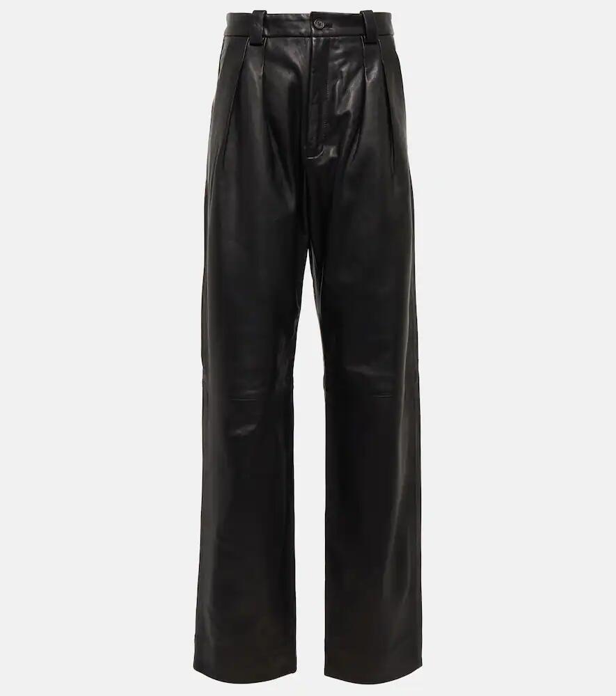 Nili Lotan Etienne high-rise straight leather pants Cover