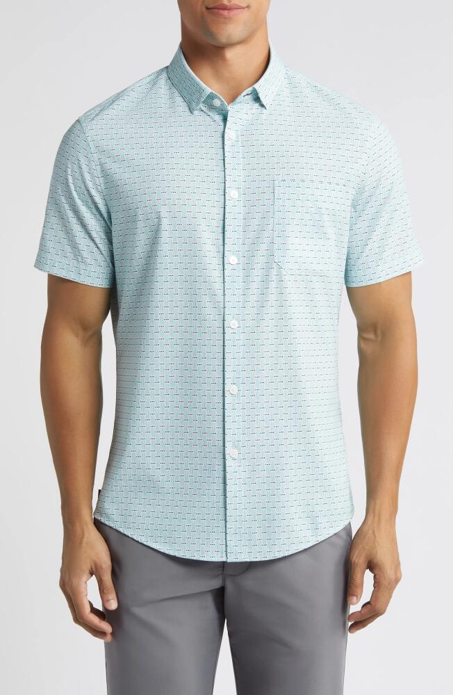 Mizzen+Main Leeward Trim Fit No-Tuck Performance Button-Up Shirt in Blue Cover