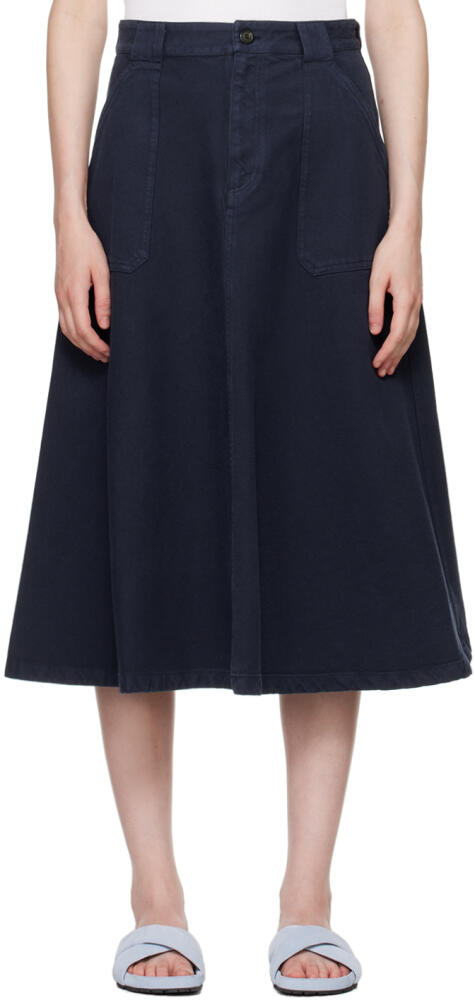 A.P.C. Navy Laurie Denim Midi Skirt Cover