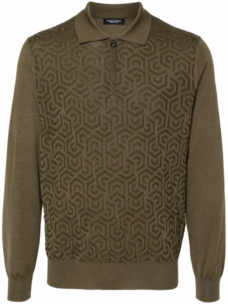 Stefano Ricci patterned-jacquard polo shirt - Green Cover