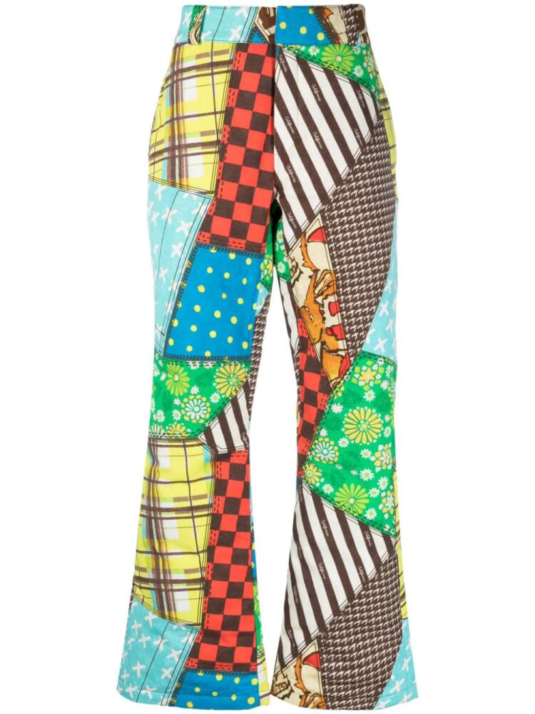 ERL patchwork-print straight-leg trousers - Yellow Cover