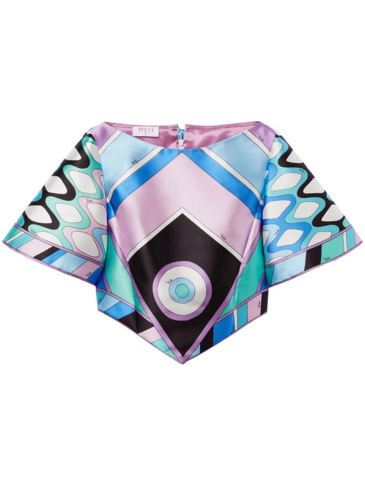 PUCCI Vivara-print satin top - Pink Cover