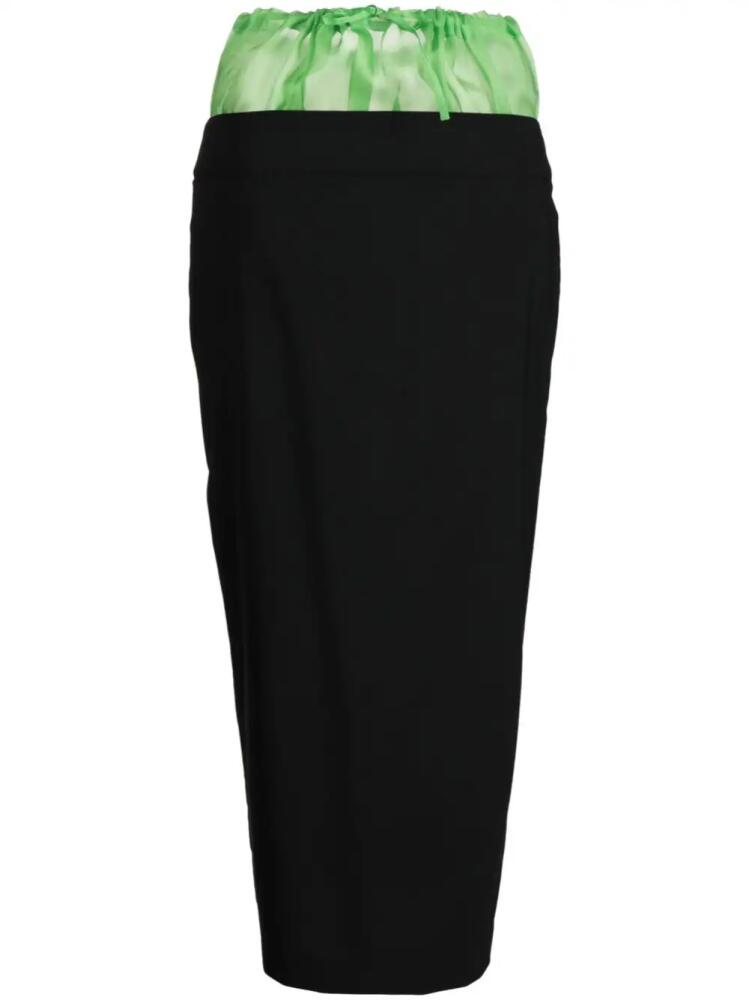 A.W.A.K.E. Mode two-tone drawstring midi skirt - Black Cover