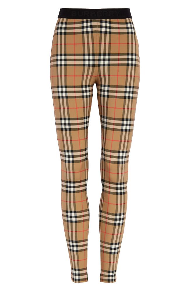 burberry Belvoir Check Crop Leggings in Archive Beige Check Cover