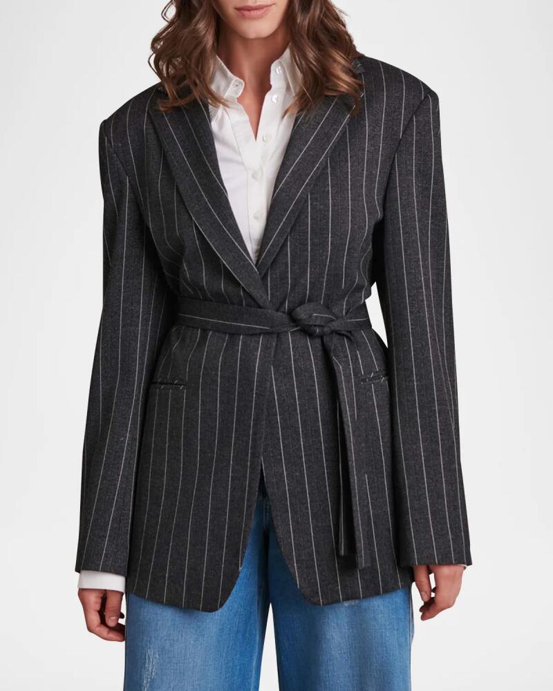 Anne Fontaine Byron Pinstripe Wrap-Front Blazer Cover