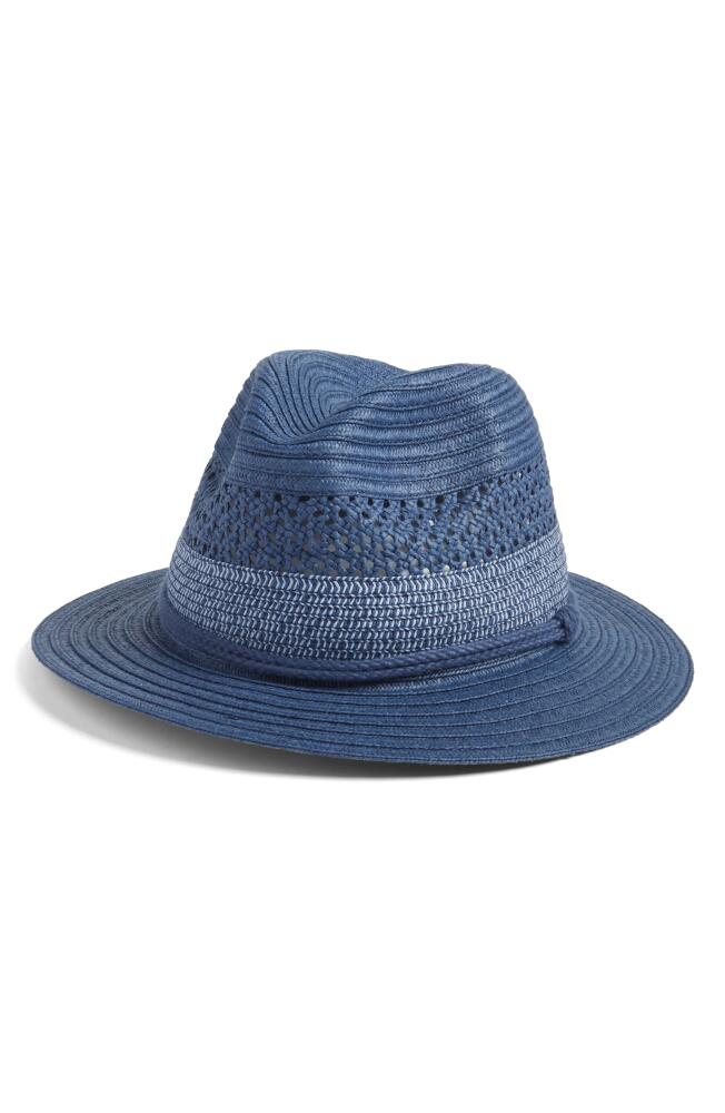 Nordstrom Vented Panama Hat in Navy Blue Combo Cover