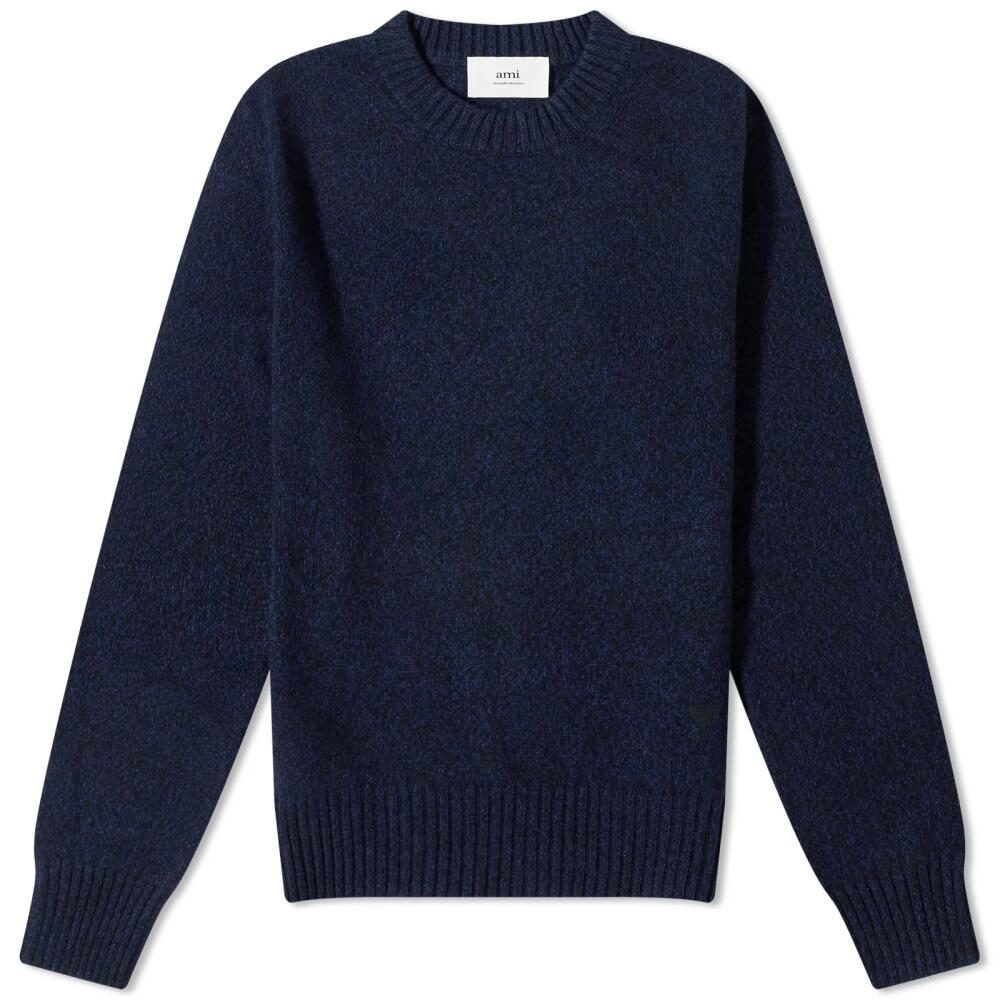 AMI Paris Men's Tonal Heart Cashmere Crew Knit in Night Blue Cover