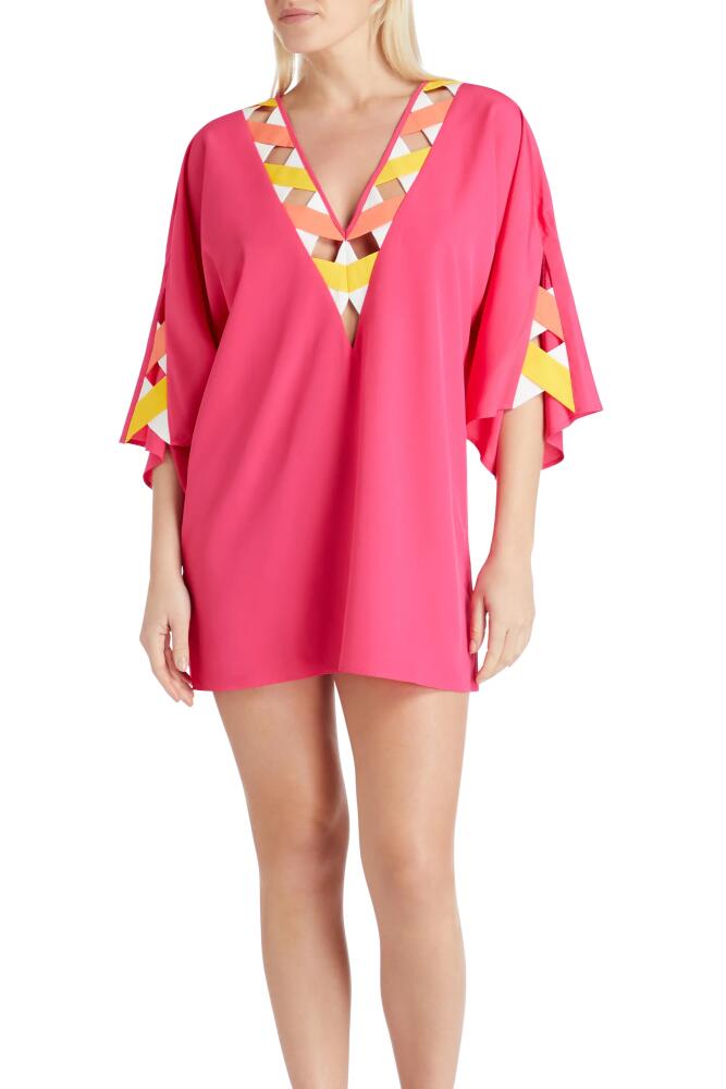 VALIMARE Mallorca Cross Bandage Cover-up Tunic Dress in Fuscia Cover