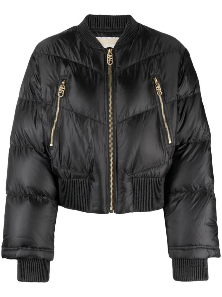 Michael Michael Kors logo-patch padded jacket - Black Cover