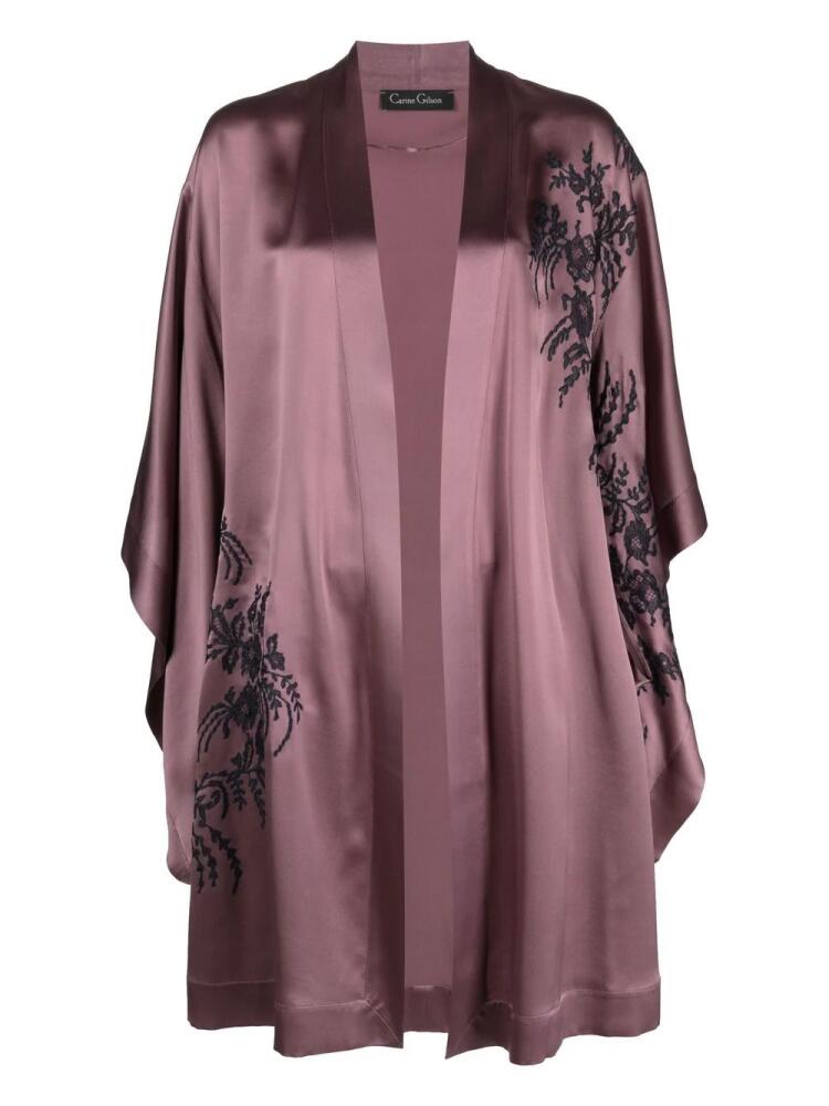 Carine Gilson Calais-Caudry lace butterfly-sleeve kimono - Purple Cover