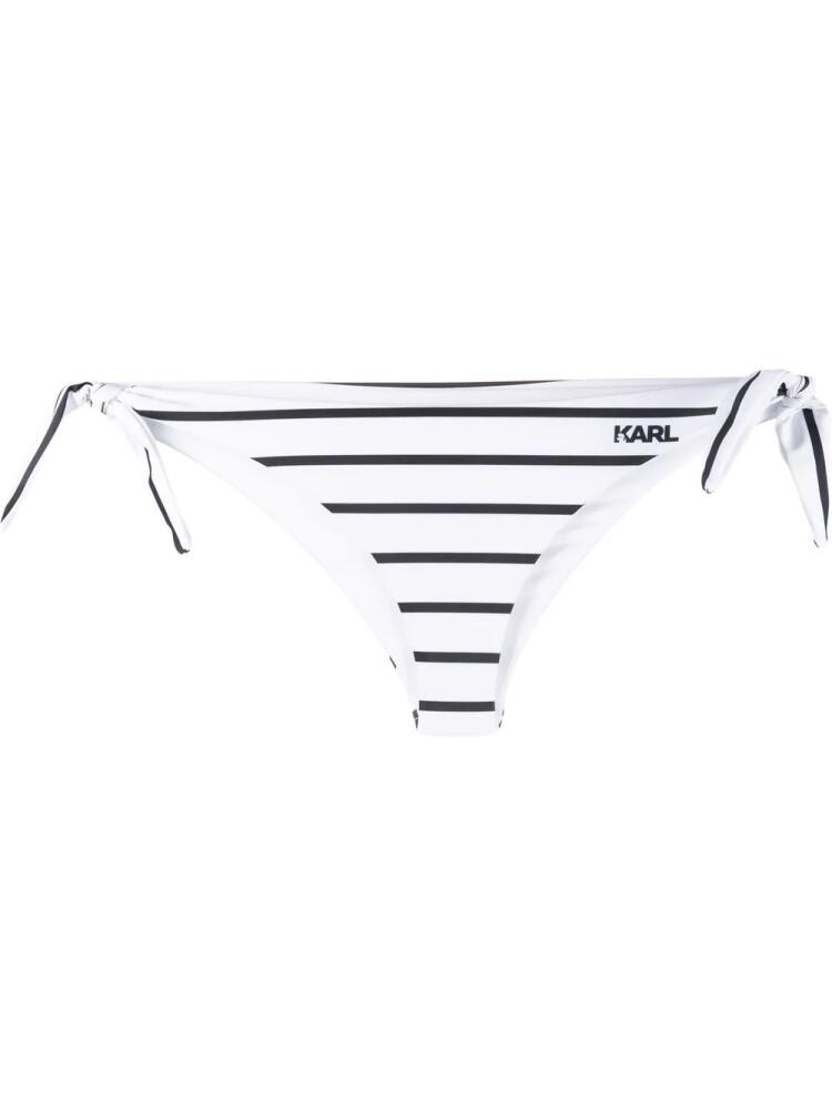 Karl Lagerfeld striped logo-print bikini bottoms - White Cover