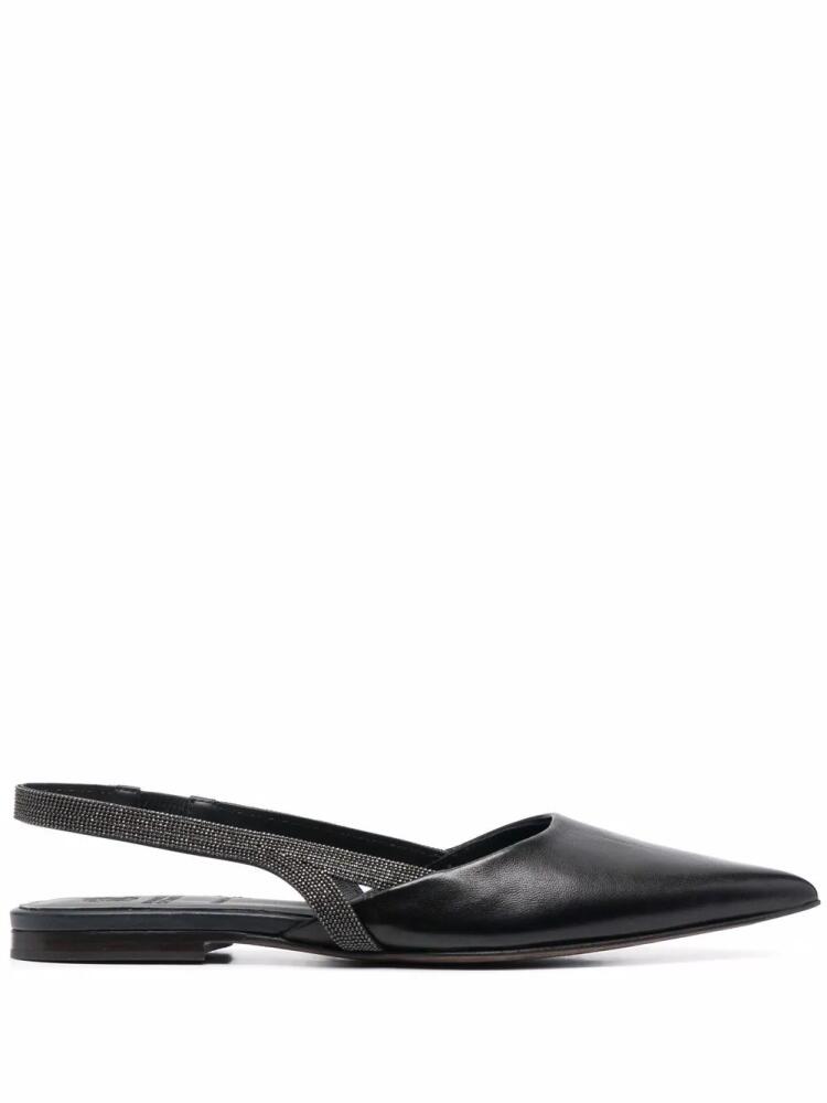 Brunello Cucinelli Monili-chain leather ballerina shoes - Black Cover