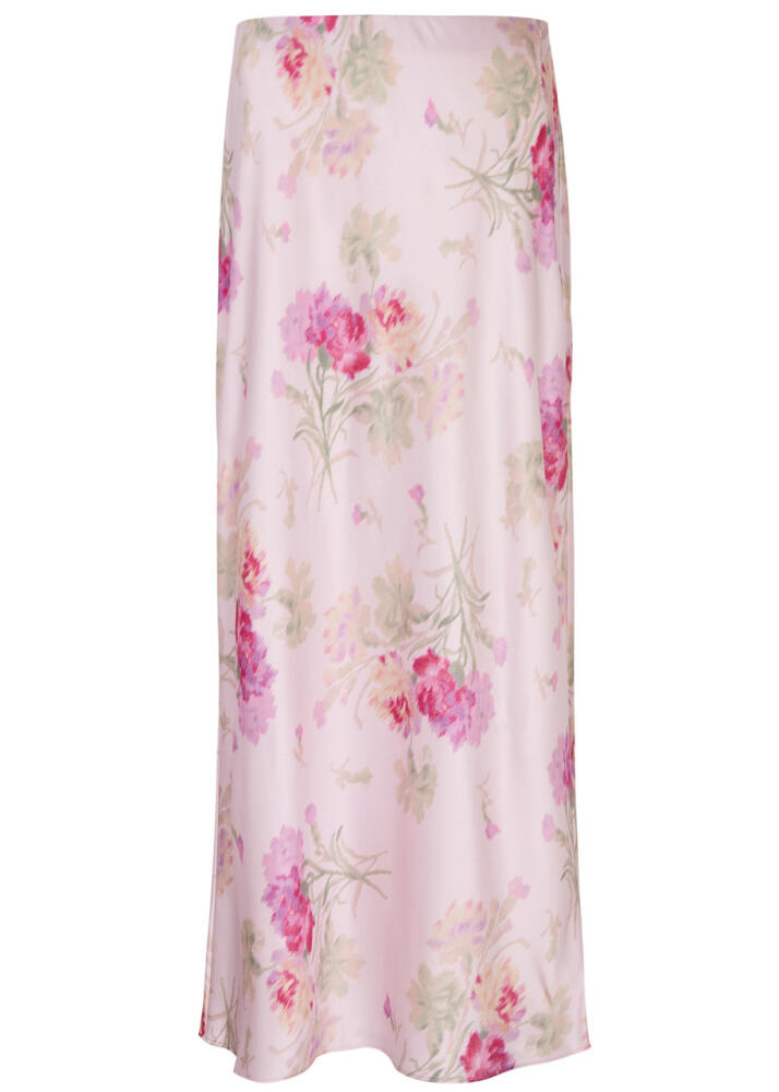 Loveshackfancy Castle Floral-print Silk Midi Skirt - Pink Cover