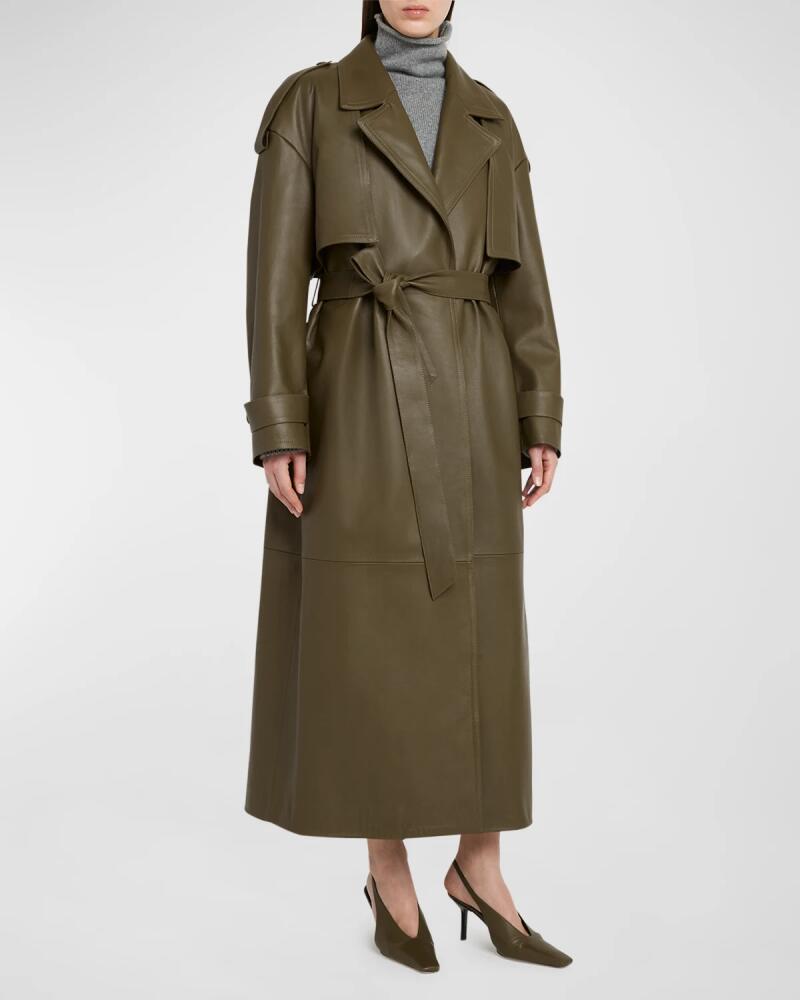 ARMARIUM Ginevra Belted Nappa Leather Trench Coat Cover