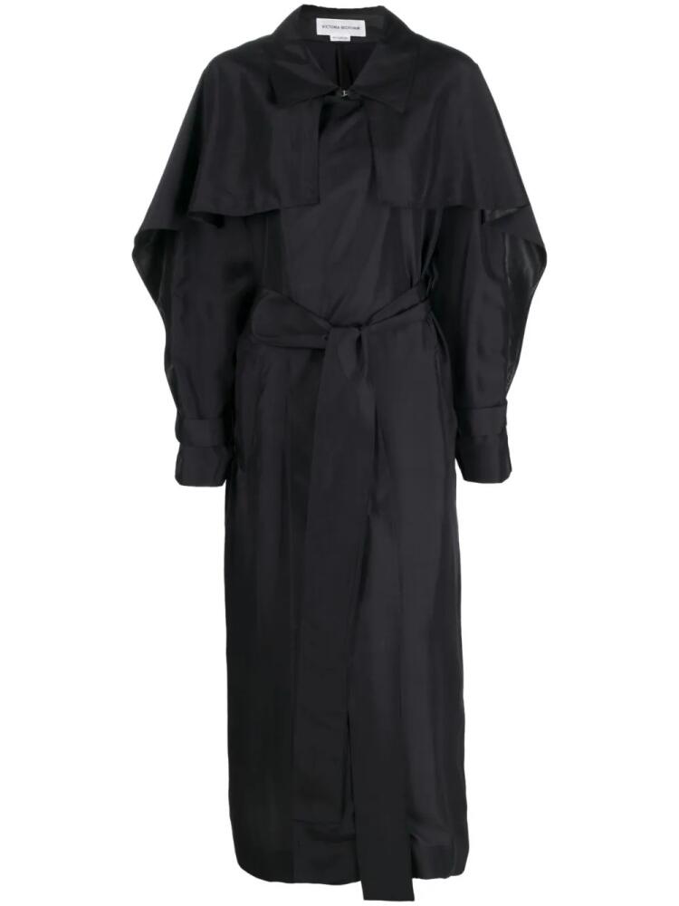 Victoria Beckham draped silk trench coat - Black Cover